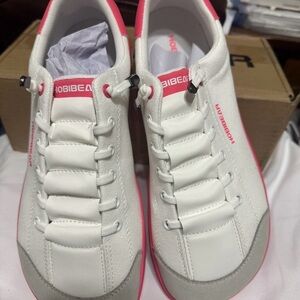 Hobibear Women's Stylish White and Pink Sneakers